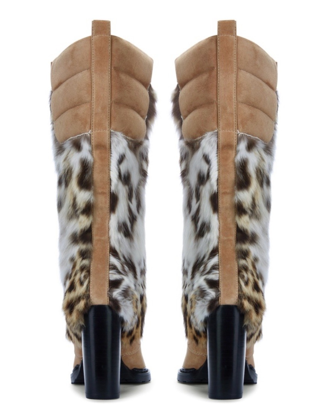 Jennifer Le Driftwood 100mm Tan Suede x Natural Lynx Fur - Picture 3 of 3